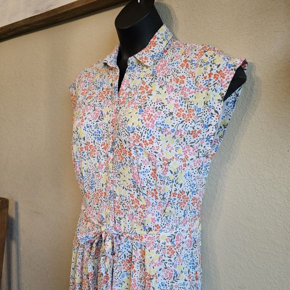 Lands End Size 10 Floral Midi Pocket Shirtdress, Spring, Easter, Summer - Picture 4 of 7